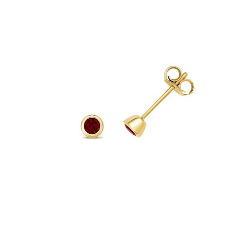 Garnet Rubover Studs In 9ct Gold 