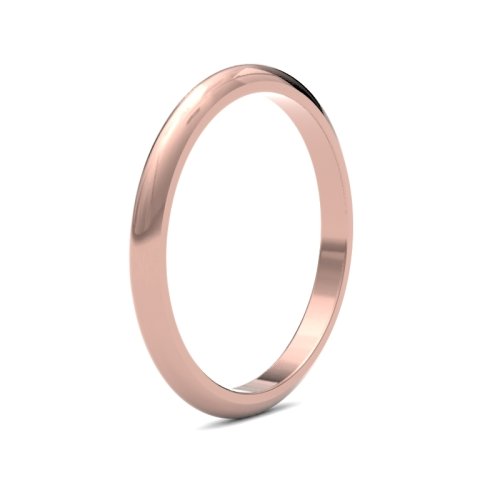 18ct Rose Gold 2mm D Shape Heavy Wedding Ring