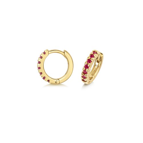 Ruby Cut Down Set Huggies In 9ct Gold 