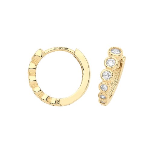 9ct Gold Graduated Cz Hinged Earrings 