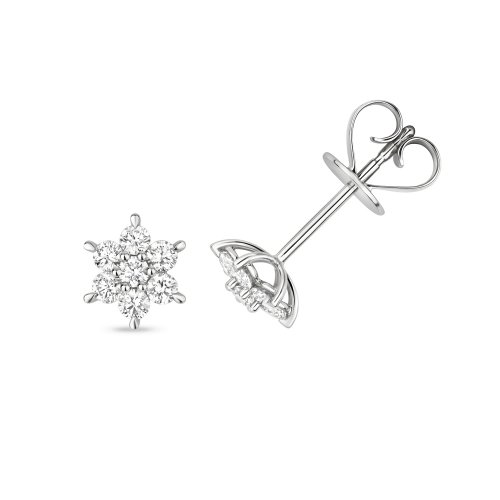 Diamond Cluster Studs In 18ct White Gold 