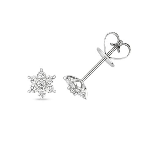Diamond Cluster Studs In 18ct White Gold 
