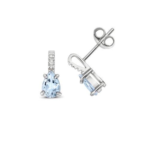 Aquamarine Studs In 9ct White Gold 