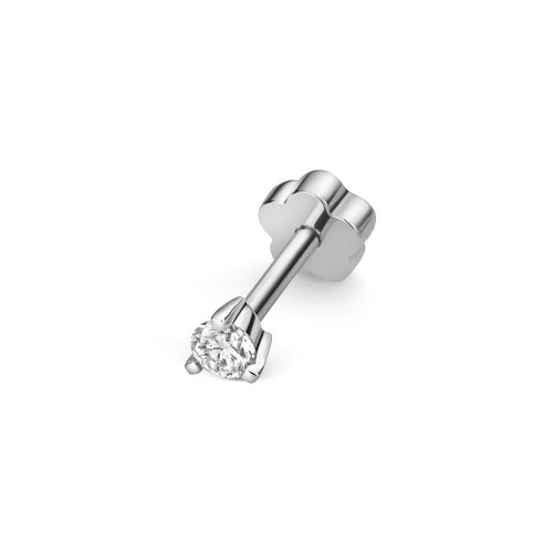 Diamond Cartilage 3 Claw Stud In 18ct White Gold 