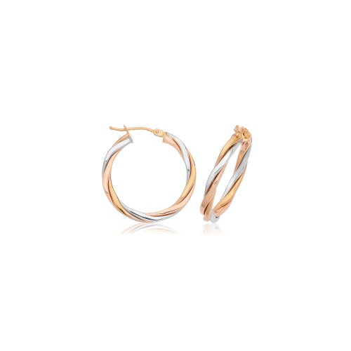 9ct 3 Colour Hoop Earrings ER1222-