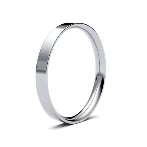 14ct White Gold 2.5mm Light Flat Court Wedding Ring