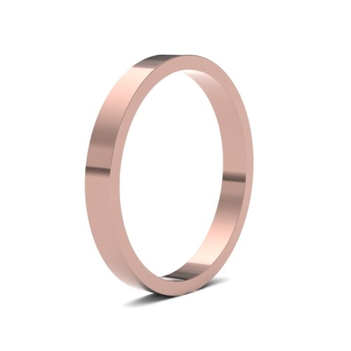 14ct Rose Gold 2.5mm Flat Light Wedding Ring