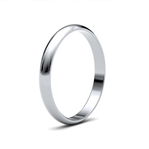 9ct White Gold 2.5mm D Shape Light Wedding Ring