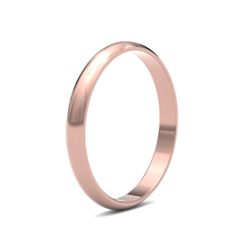 18ct Rose Gold 2.5mm D Shape Light Wedding Ring