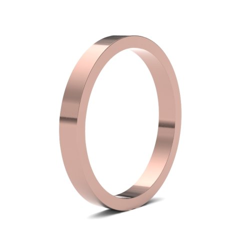 14ct Rose Gold 2.5mm Flat Medium Wedding Ring