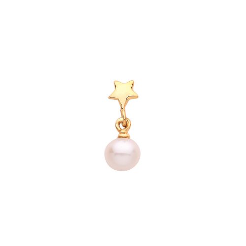 9ct Gold Star And Dangle Pink Pearl Cartilage Stud 