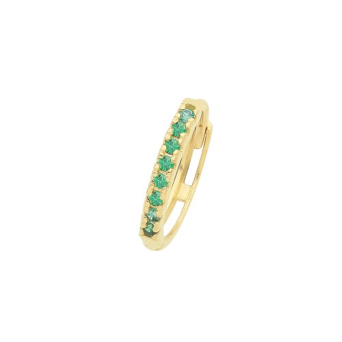 9ct Gold Emerald Green Cz Single Cartilage Huggies 