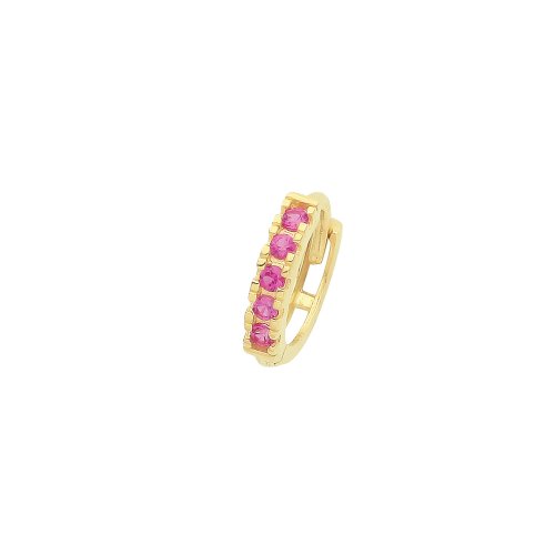 9ct Gold Ruby Red Cz Single Cartilage Huggies 