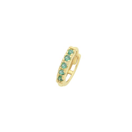 9ct Gold Emerald Green Cz Single Cartilage Huggies 