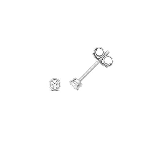 Diamond Rubover Earring Studs In 18ct White Gold 