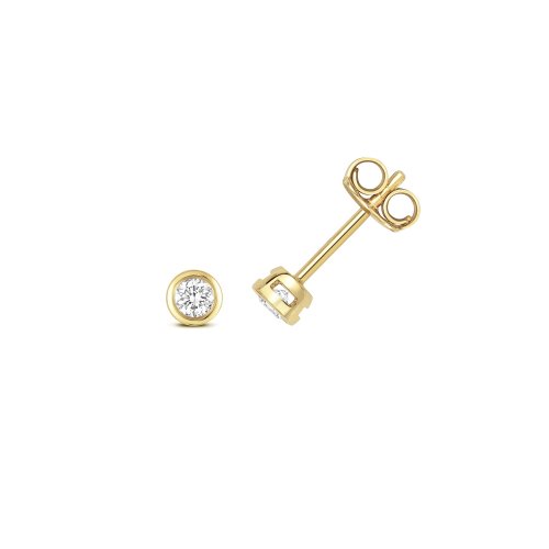 Diamond Rubover Earring Studs In 18ct Gold 