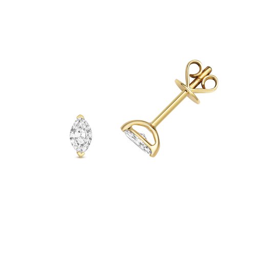 Diamond Marquise Cut Earring Studs In 18ct Gold 
