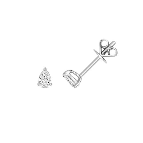 Diamond Pear Shape Earring Studs In 18ct White Gold 