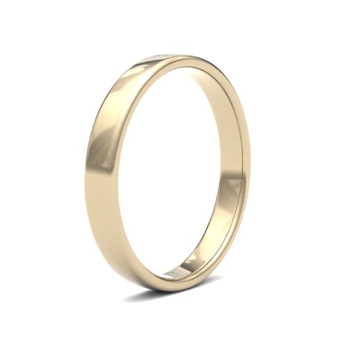 18ct Yellow Gold 3mm Light Soft Court Wedding Ring