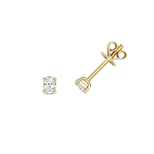 Diamond Oval Cut Earring Studs In 18ct Gold 