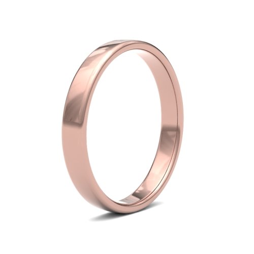18ct Rose Gold 3mm Light Soft Court Wedding Ring
