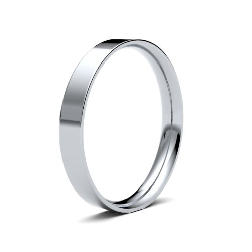 9ct White Gold 3mm Light Flat Court Wedding Ring