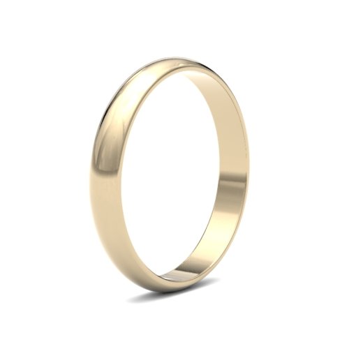 18ct Yellow Gold 3mm D Shape Light Wedding Ring