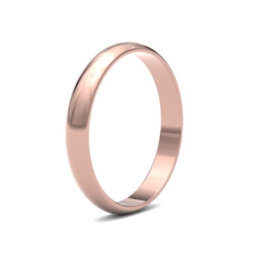 18ct Rose Gold 3mm D Shape Light Wedding Ring