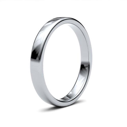 14ct White Gold 3mm Medium Soft Court Wedding Ring