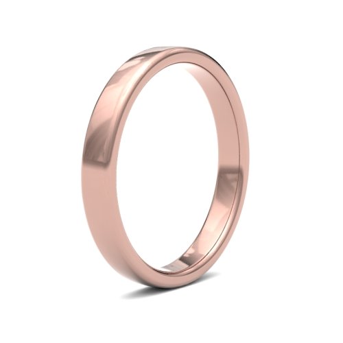 18ct Rose Gold 3mm Medium Soft Court Wedding Ring