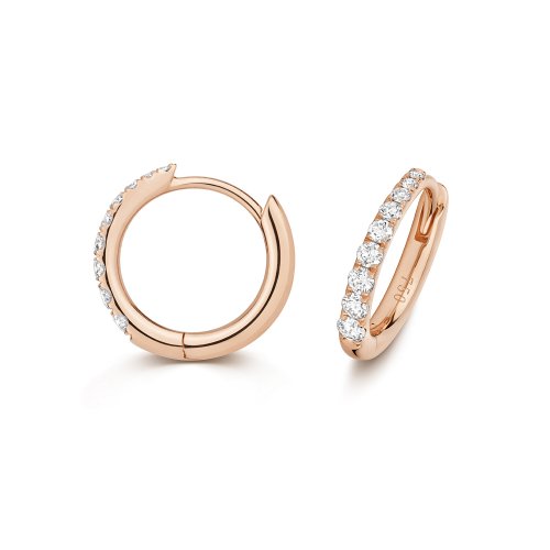 Diamond Hoop Earrings 8mm In 18ct Rose Gold 