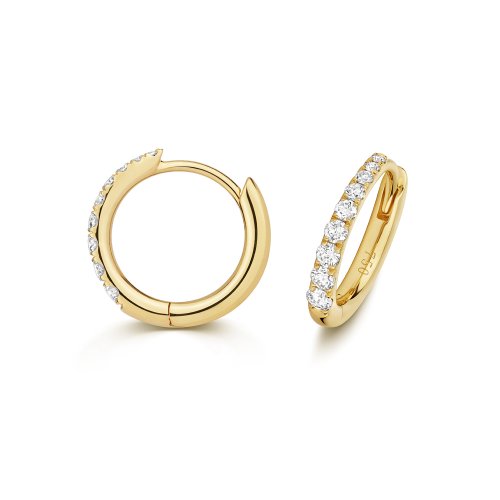 Diamond Hoop Earrings 8mm In 18ct Gold 