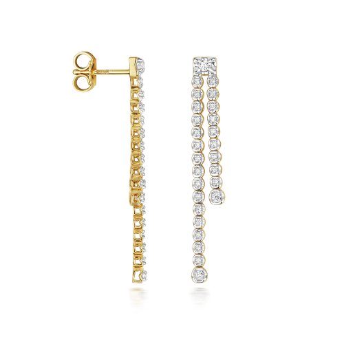 Diamond Drop Earrings In 9ct Gold 