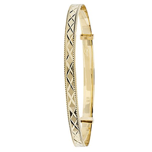 9ct Gold Diamond Cut Expandable Bangle 