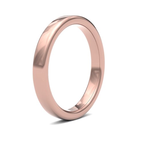 9ct Rose Gold 3mm Heavy Soft Court Wedding Ring