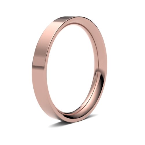 18ct Rose Gold 3mm Heavy Flat Court Wedding Ring