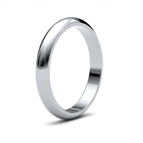 9ct White Gold 3mm D Shape Heavy Wedding Ring
