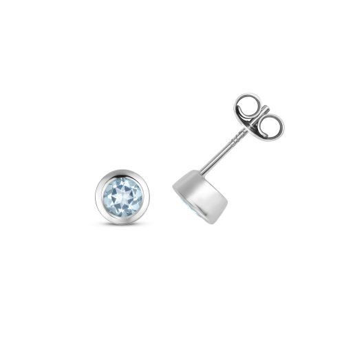 Aquamarine Earring Studs In 9ct White Gold 