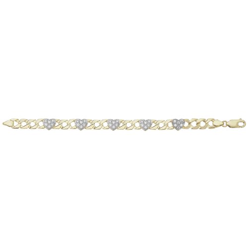 9ct Gold Cz Hearts Bracelet 