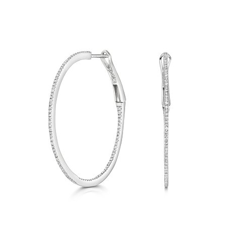 Diamond Hoops In 9ct White Gold 