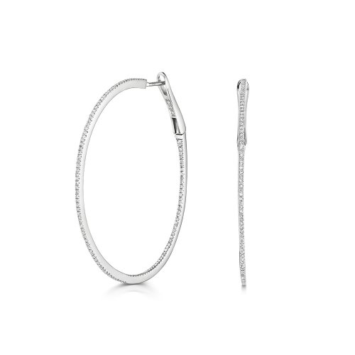 Diamond Hoops In 9ct White Gold 