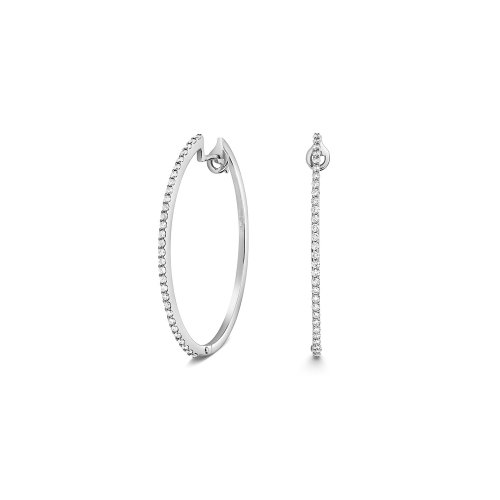 Diamond Oval Hoops In 18ct White Gold 