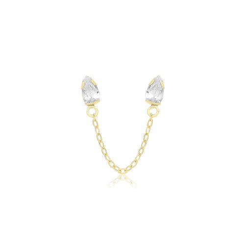 9ct Gold Cz Studs With Connecting Chain 
