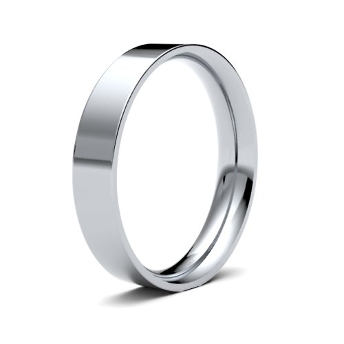 14ct White Gold 4mm Medium Flat Court Wedding Ring