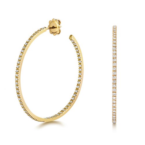 Diamond Hoops In 18ct Gold 