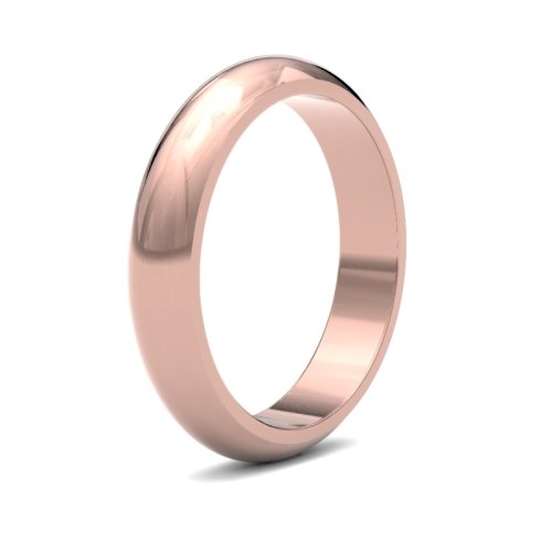 18ct Rose Gold 4mm D Shape Heavy Wedding Ring