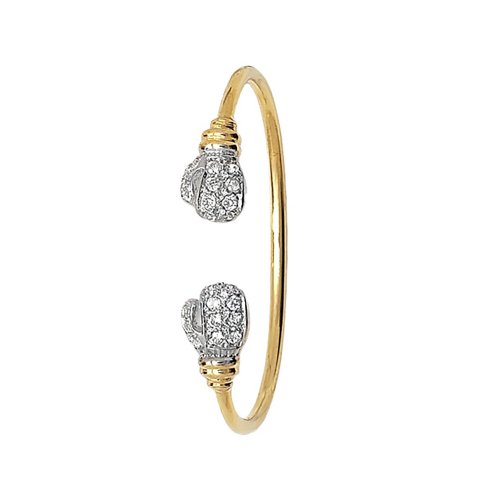 9ct Gold Babies' Cz Boxing Glove Bangle 