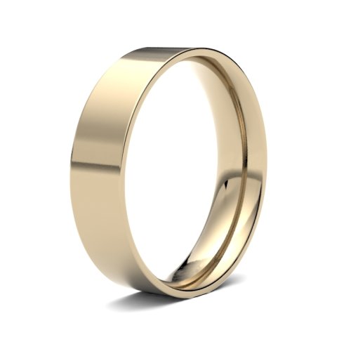 9ct Yellow Gold 5mm Light Flat Court Wedding Ring