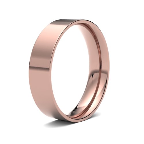 18ct Rose Gold 5mm Light Flat Court Wedding Ring
