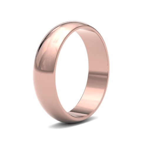 18ct Rose Gold 5mm D Shape Light Wedding Ring